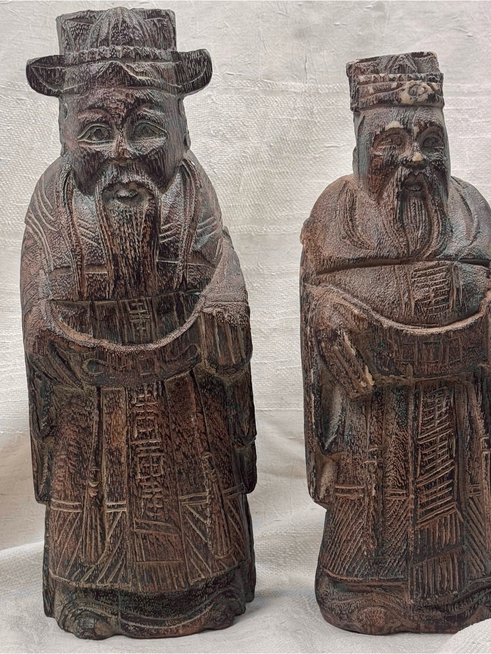 VTG Resin Chinese Fu, Official, Lu, Scholar-Wise Men Resin Figurines Statues